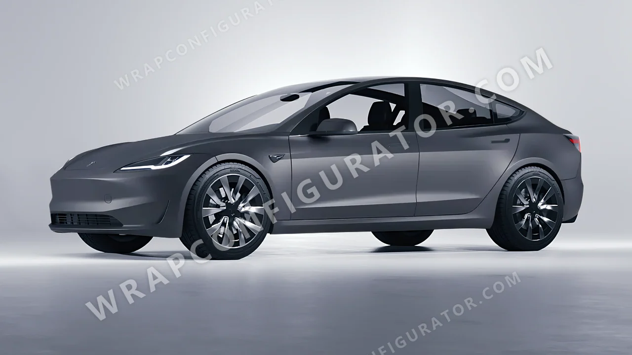 Grey Tesla Model 3 2024 wrapped in Avery Dennison Dark Grey SW900-856-O
