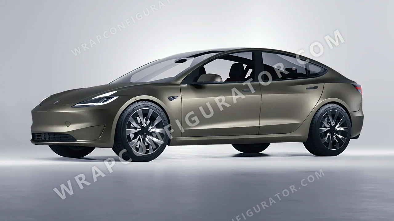 Grey Tesla Model 3 2024 wrapped in Avery Dennison Gunmetal SW900-840-M
