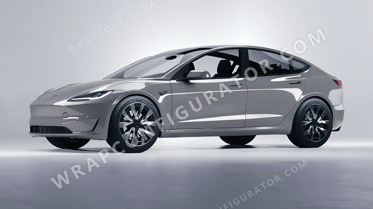 Grey Tesla Model 3 2024 wrapped in Avery Dennison Misty Grey SW900-827-O