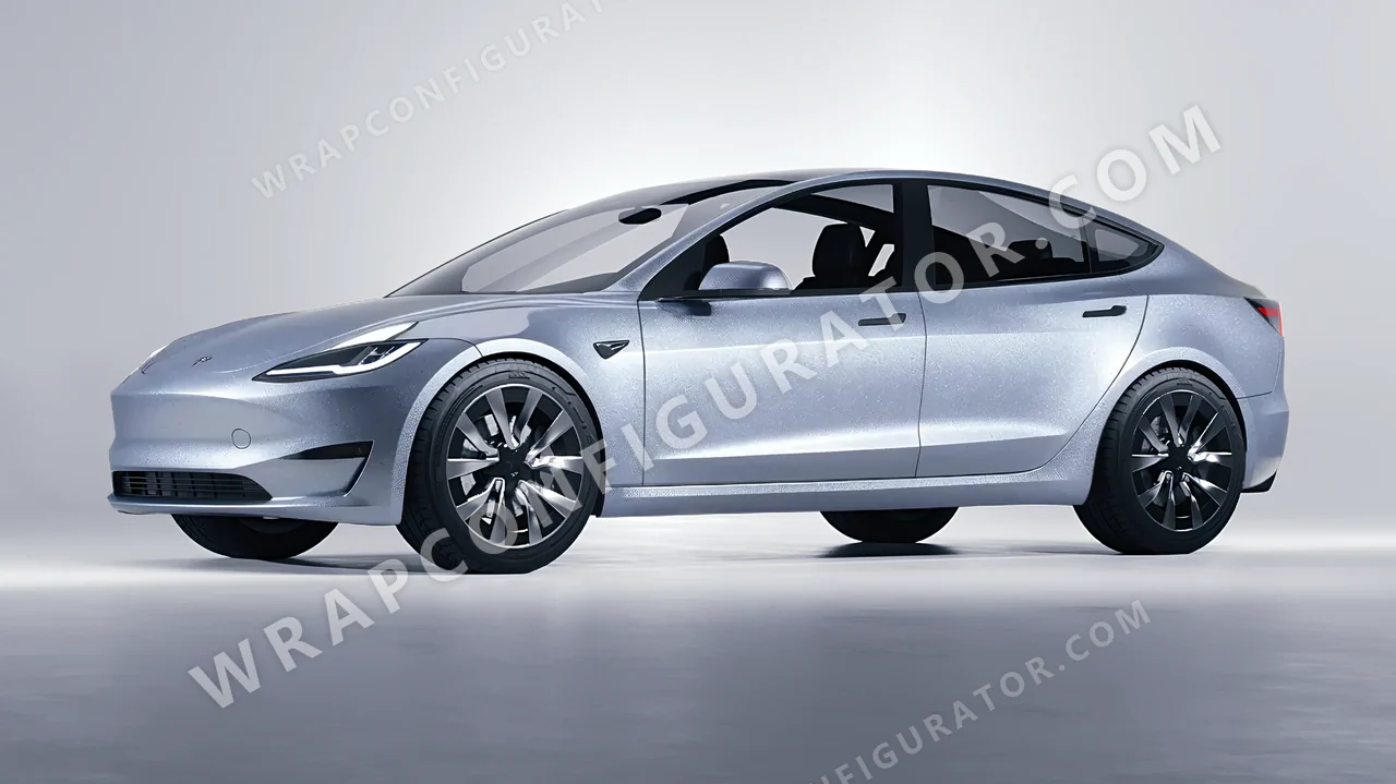 Grey Tesla Model 3 2024 wrapped in Avery Dennison Quick Silver SW900-816-M