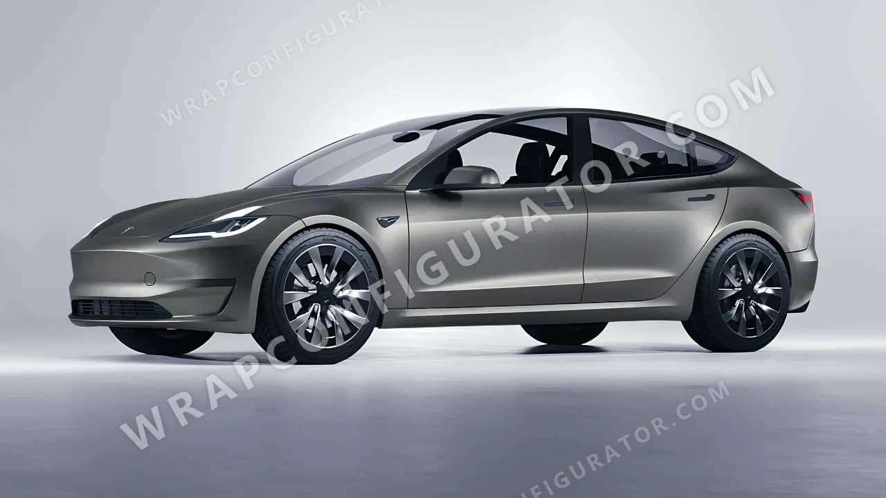 Grey Tesla Model 3 2024 wrapped in Avery Dennison Spy Grey SW900-828-M