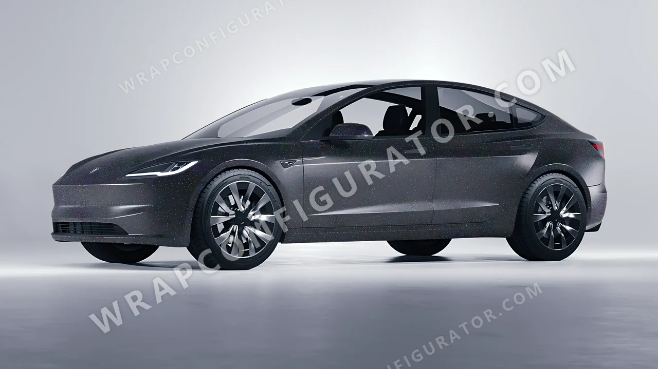 Grey Tesla Model 3 2024 wrapped in Colourshield PPF by HyperPro Dark Gray GLF01-P