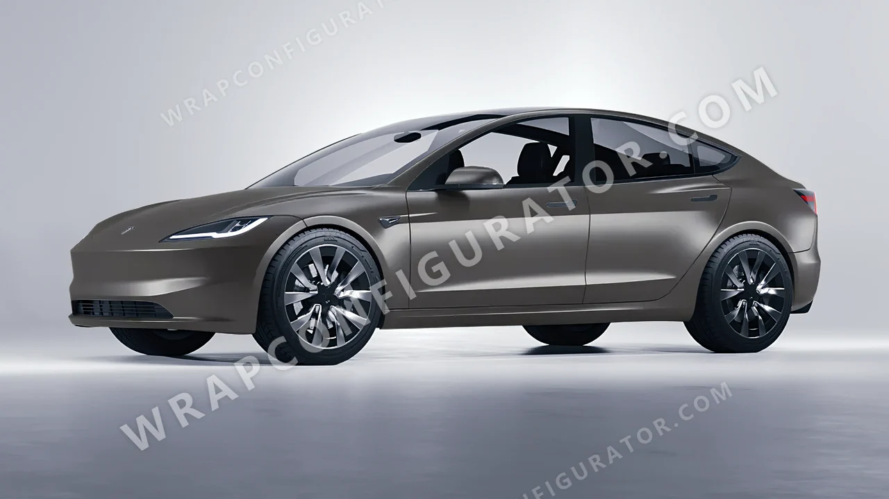 Grey Tesla Model 3 2024 wrapped in Colourshield PPF by HyperPro Ink Gray SMF49-P