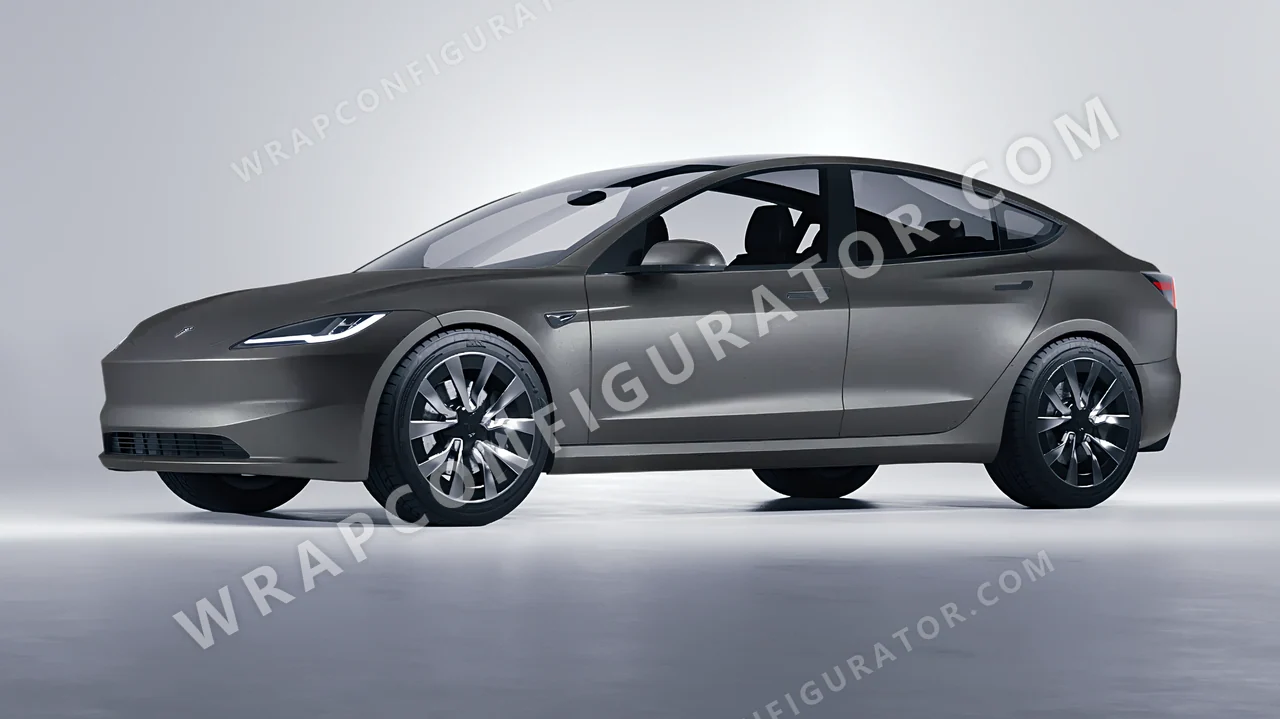 Grey Tesla Model 3 2024 wrapped in Colourshield PPF by HyperPro Space Gray MF09-P