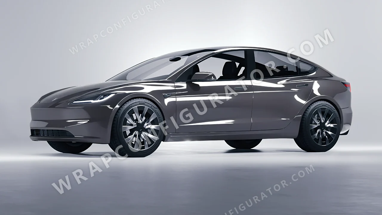 Grey Tesla Model 3 2024 wrapped in Inozetek Dynamic PPF Falcon Grey DPPF905