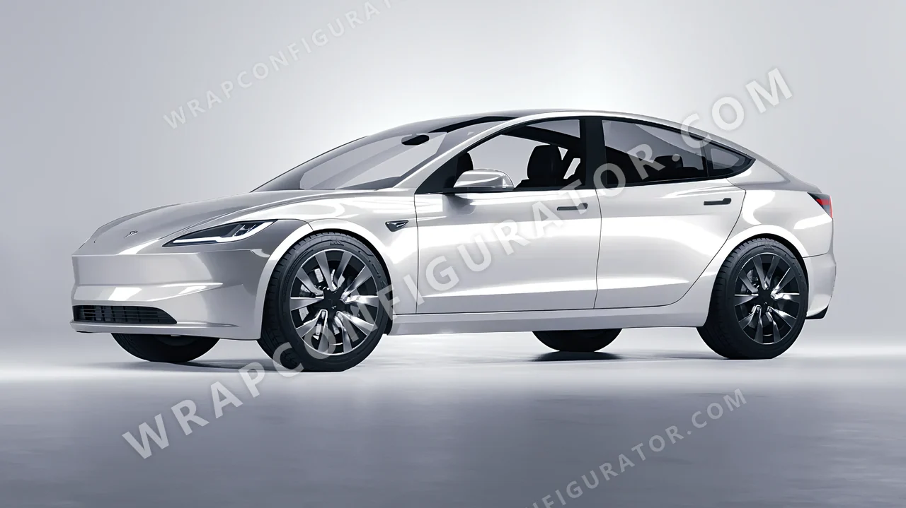 Grey Tesla Model 3 2024 wrapped in Inozetek Dynamic PPF GT Silver DPPF709