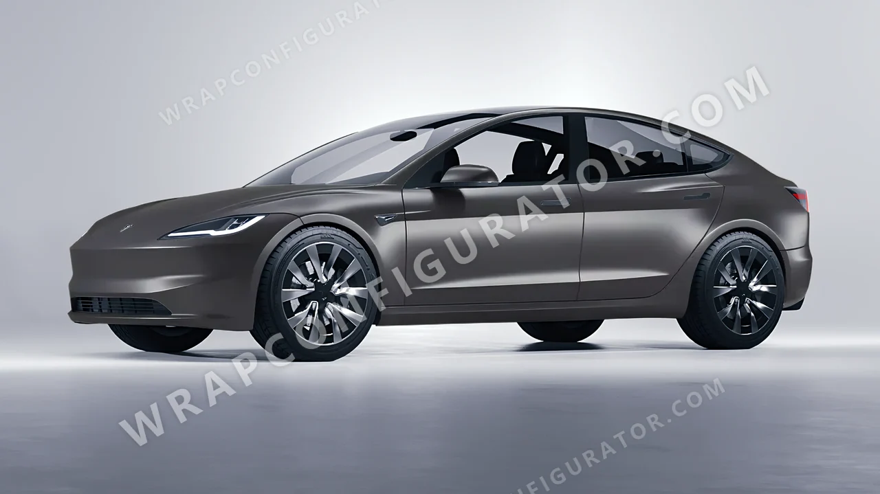 Grey Tesla Model 3 2024 wrapped in Inozetek Dynamic PPF Rock Grey DPPF802