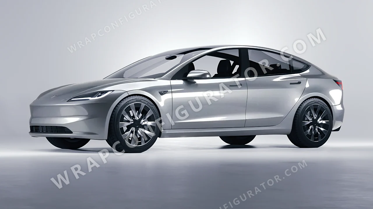 Grey Tesla Model 3 2024 wrapped in Inozetek Dynamic PPF Silver Bullet DPPF912