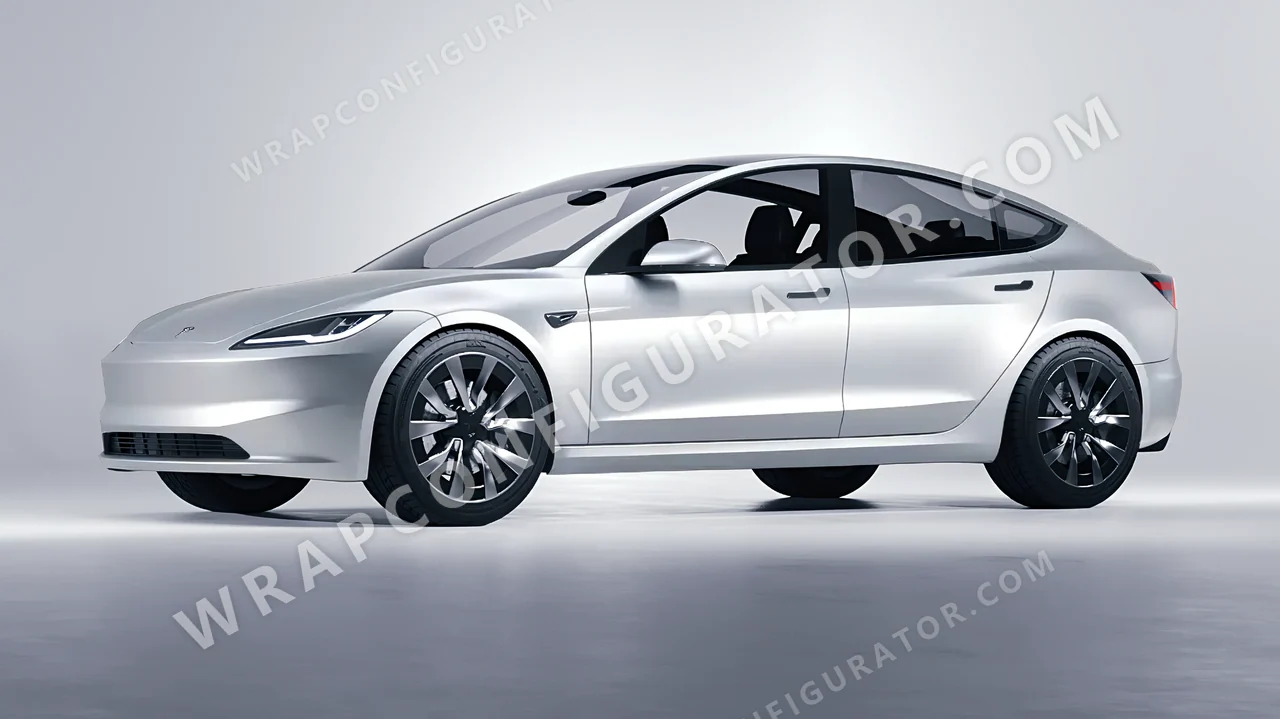 Grey Tesla Model 3 2024 wrapped in Inozetek Dynamic PPF Silver DPPF803