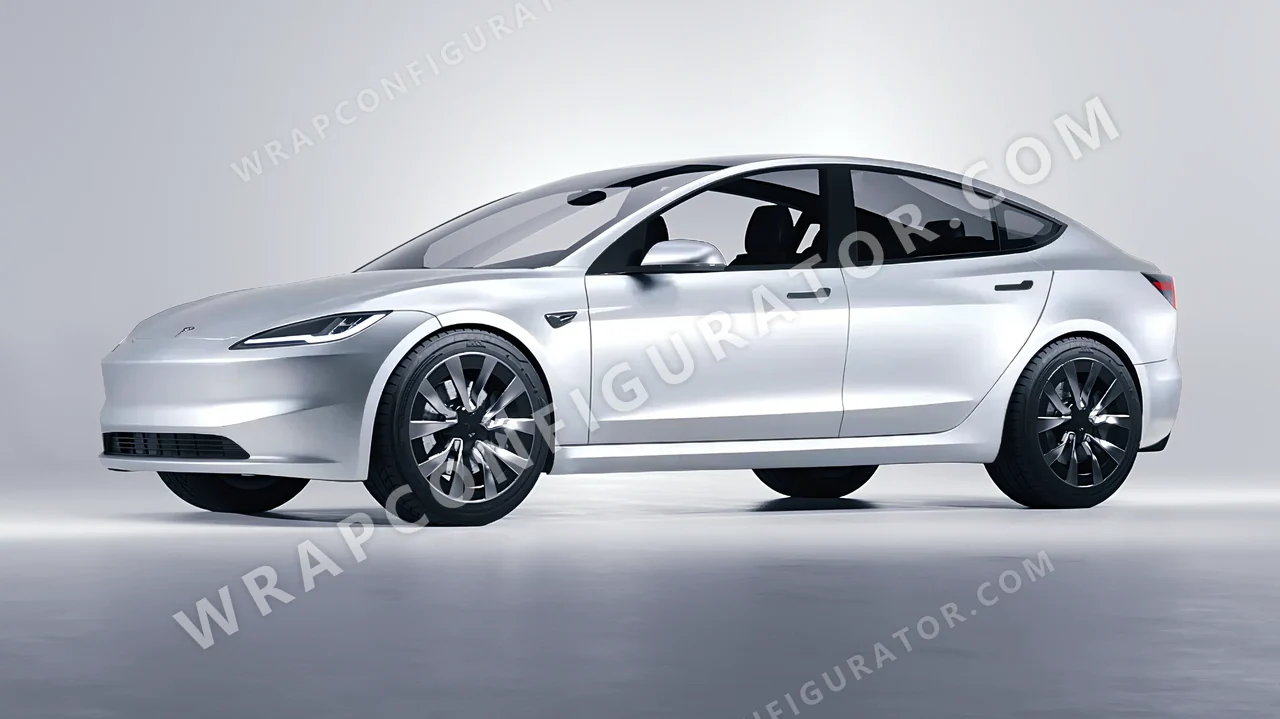 Grey Tesla Model 3 2024 wrapped in Inozetek Dynamic PPF Star Silver DPPF805