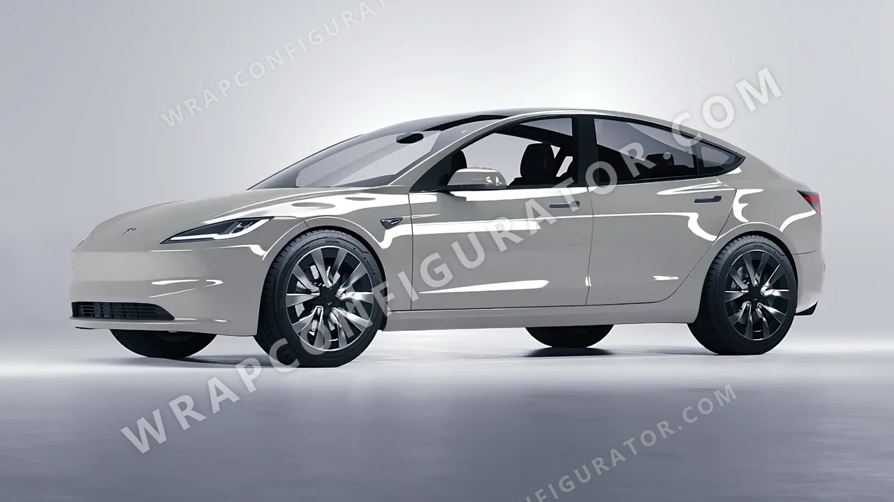 Grey Tesla Model 3 2024 wrapped in KPMF Ominous Grey K75415