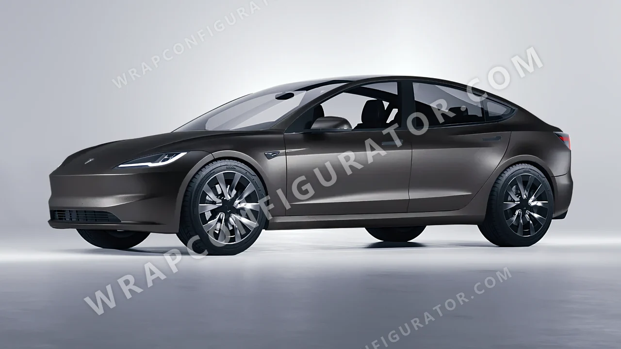 Grey Tesla Model 3 2024 wrapped in ORACAL Anthracite 970RA-093M