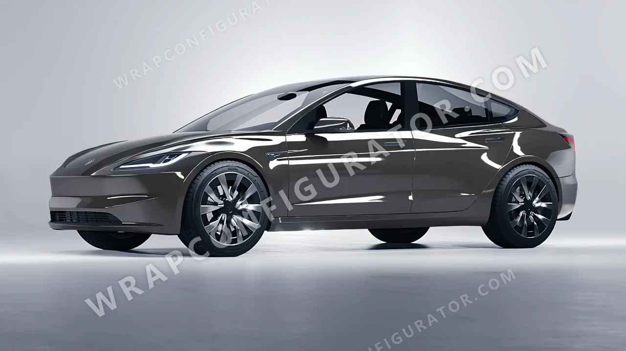 Grey Tesla Model 3 2024 wrapped in ORACAL Dark Grey 970RA-073G