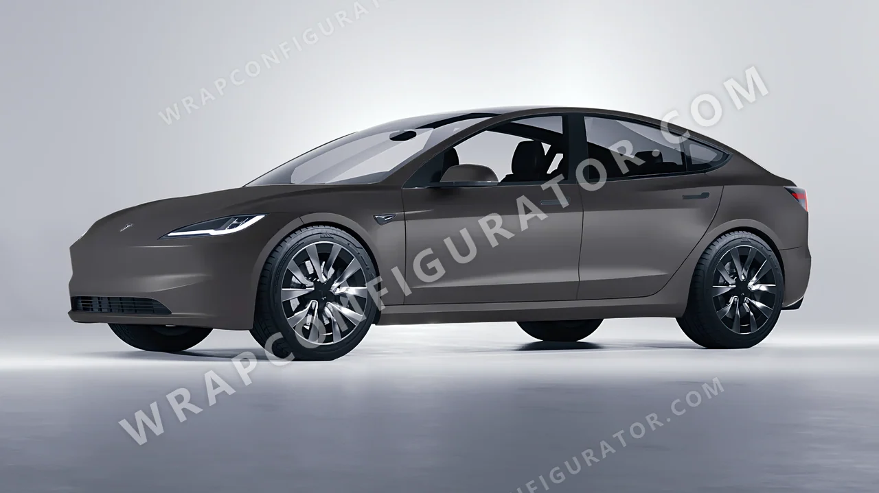 Grey Tesla Model 3 2024 wrapped in ORACAL Dark Grey 970RA-073M