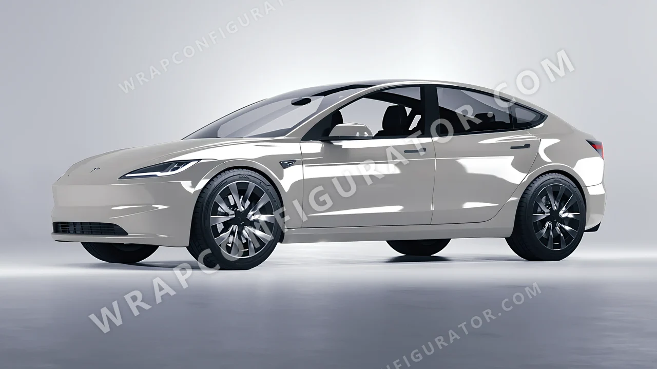 Grey Tesla Model 3 2024 wrapped in ORACAL Ice Grey 970RA-724G