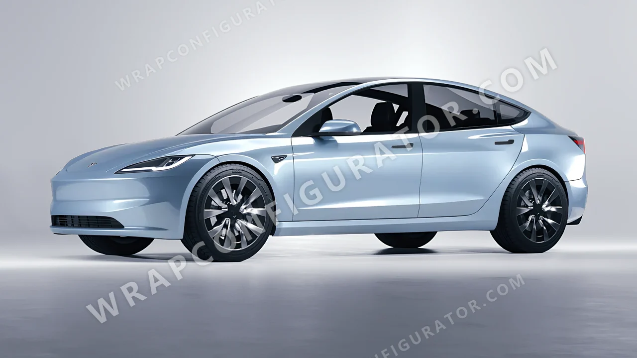Grey Tesla Model 3 2024 wrapped in ORACAL Millennium Grey 970RA-793G