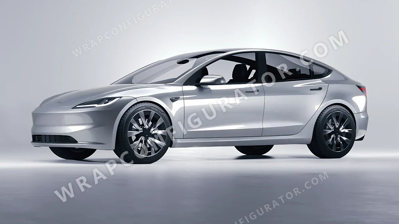 Grey Tesla Model 3 2024 wrapped in ORACAL Silver Grey 970RA-090G