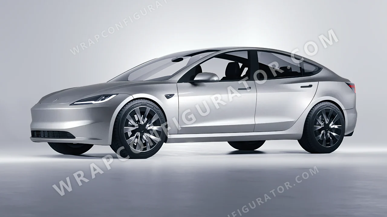 Grey Tesla Model 3 2024 wrapped in ORACAL Silver Grey 970RA-090M