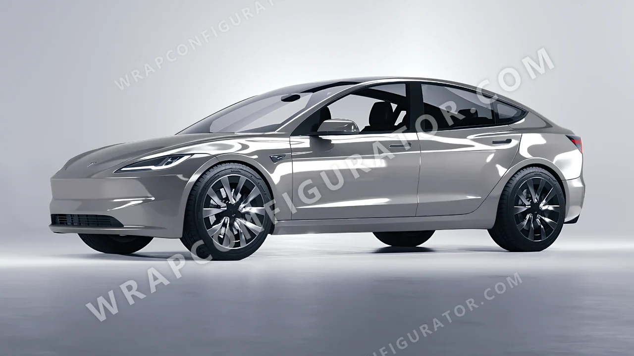Grey Tesla Model 3 2024 wrapped in ORACAL Simple Grey 970RA-730G