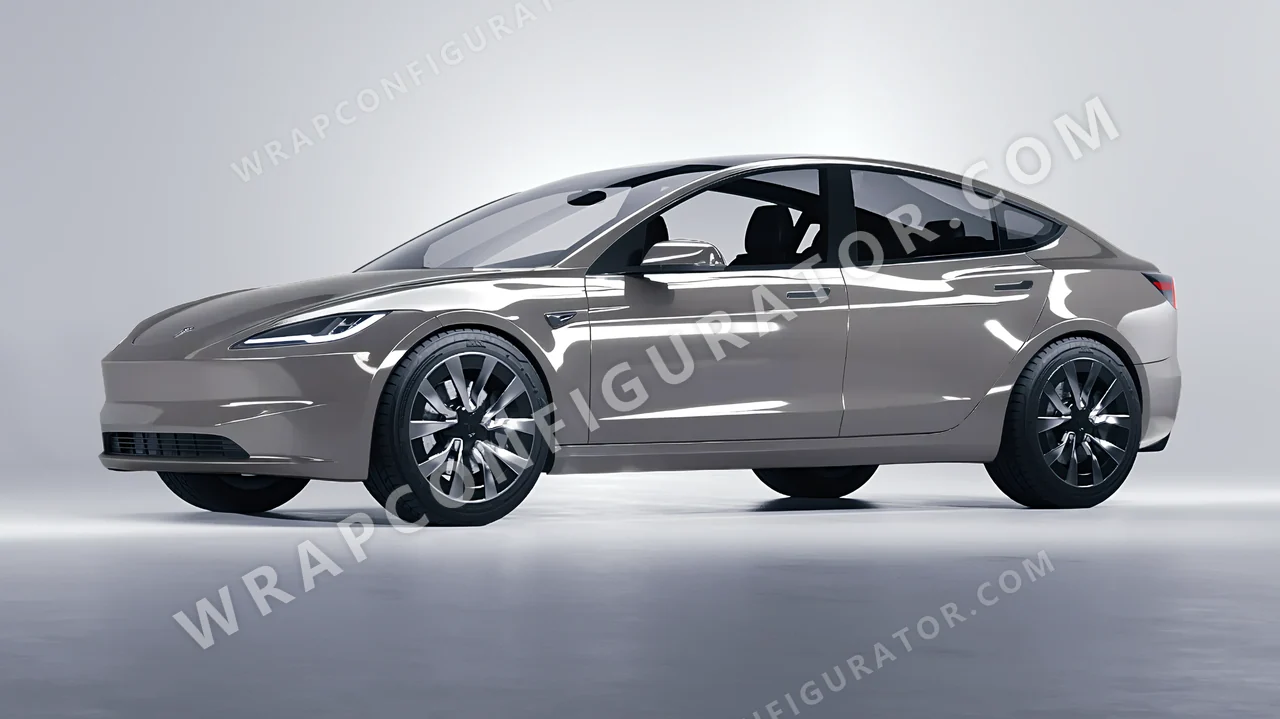 Grey Tesla Model 3 2024 wrapped in ORACAL Telegrey 970RA-076G