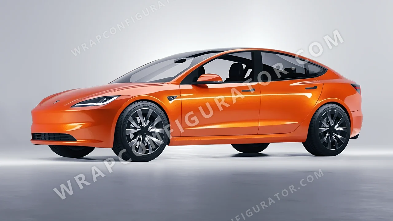 Orange Tesla Model 3 2024 wrapped in Colourshield PPF by HyperPro Bright Orange HGM76-P