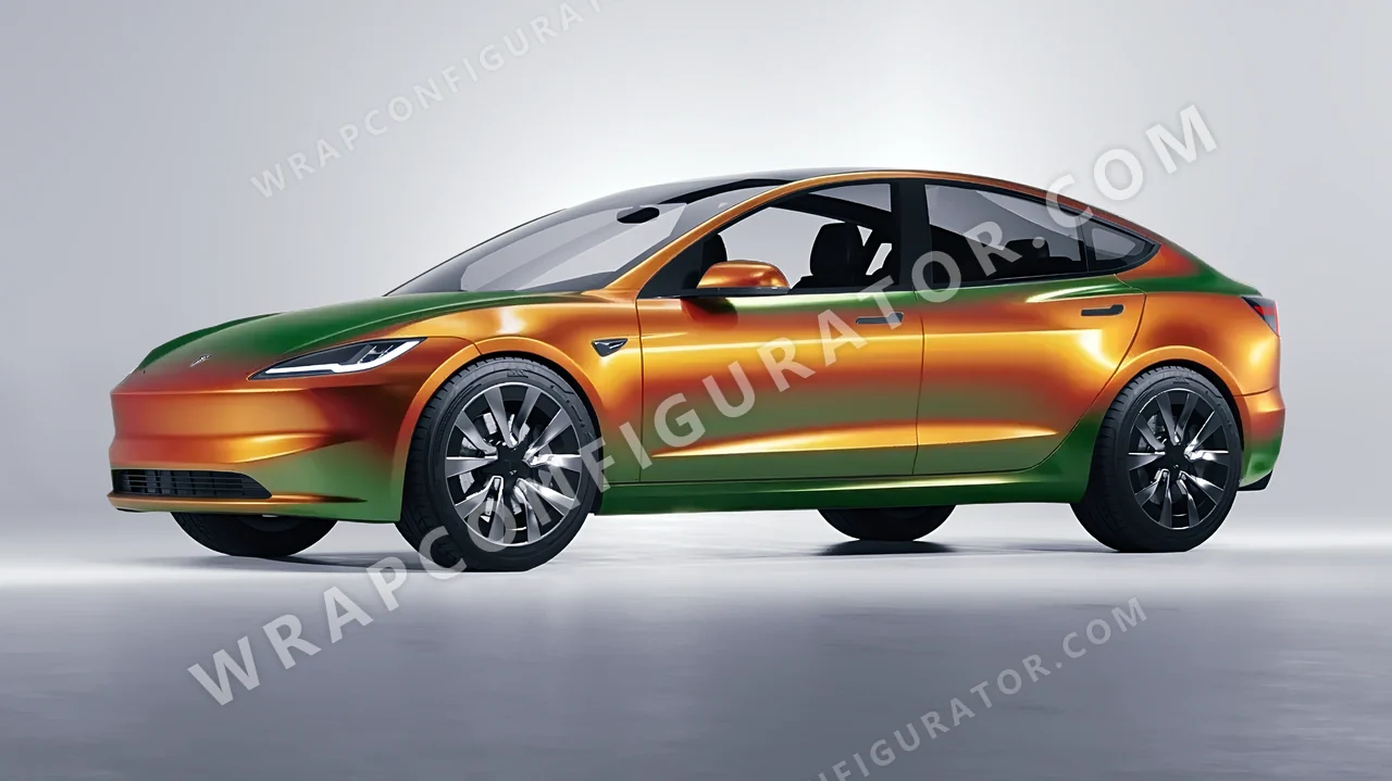Orange Tesla Model 3 2024 wrapped in Colourshield PPF by HyperPro Dawn Orange GB04-P
