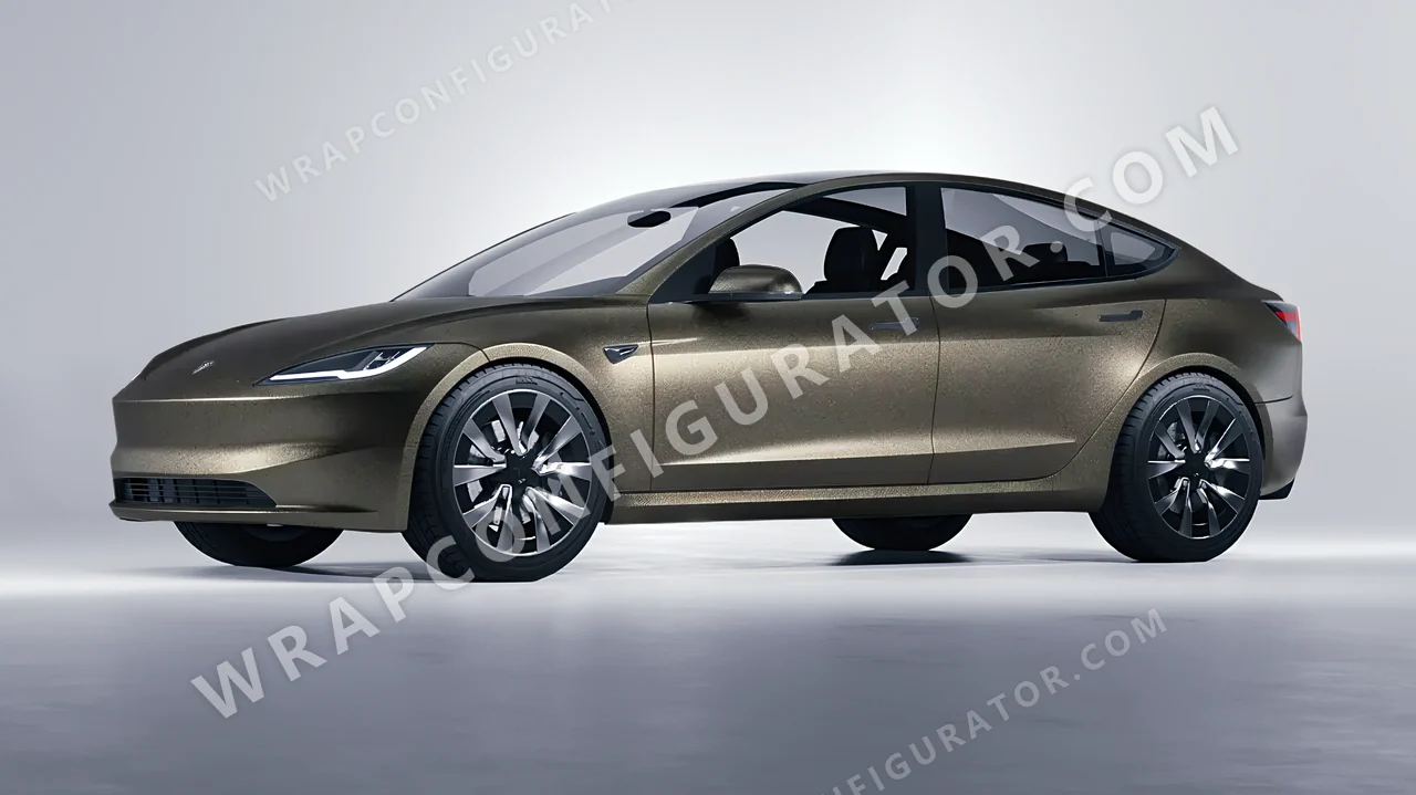 Orange Tesla Model 3 2024 wrapped in KPMF Matt Nero Flare K75556