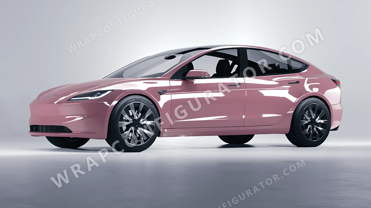 Pink Tesla Model 3 2024 wrapped in Colourshield PPF by HyperPro Dried Pink HGF85-P