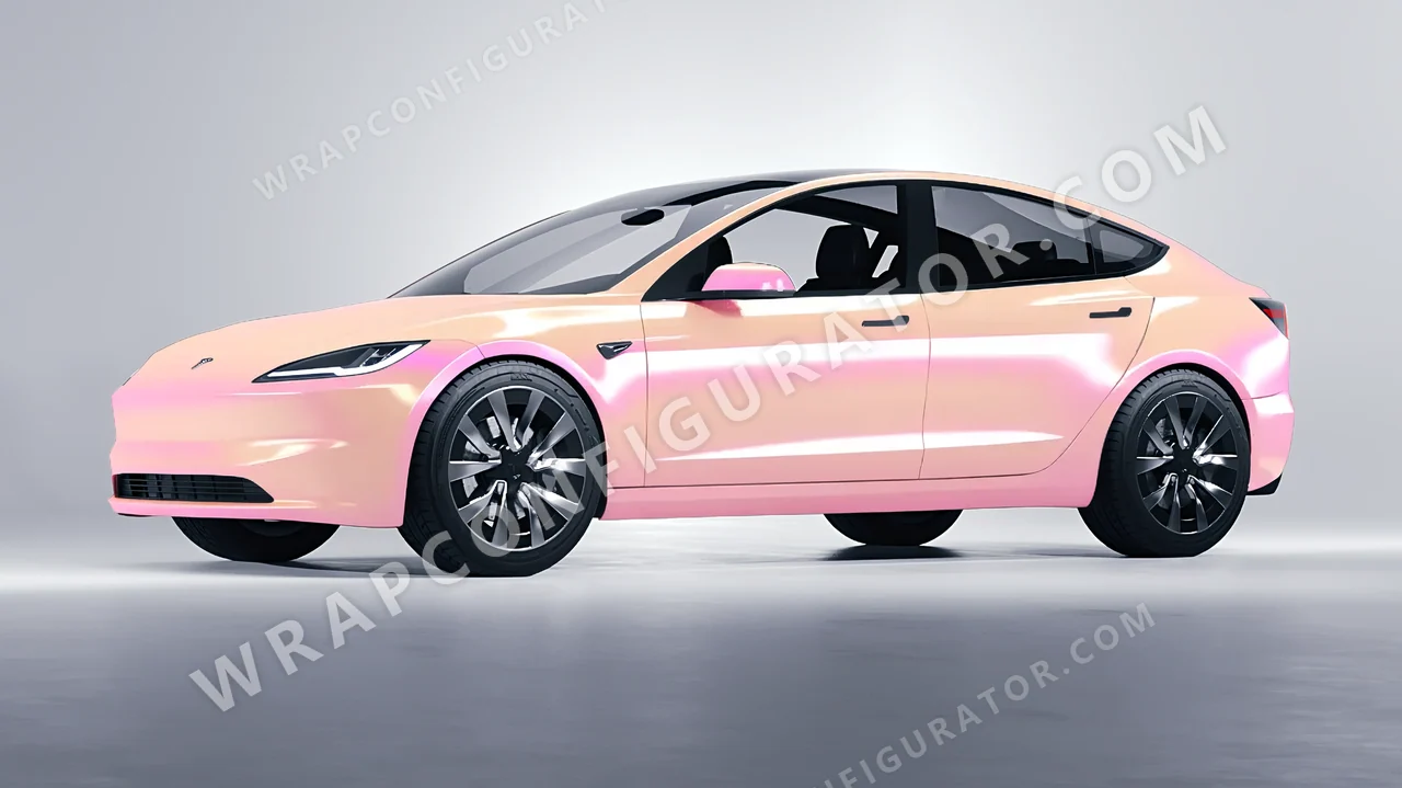 Pink Tesla Model 3 2024 wrapped in Colourshield PPF by HyperPro Pink CGM03-P
