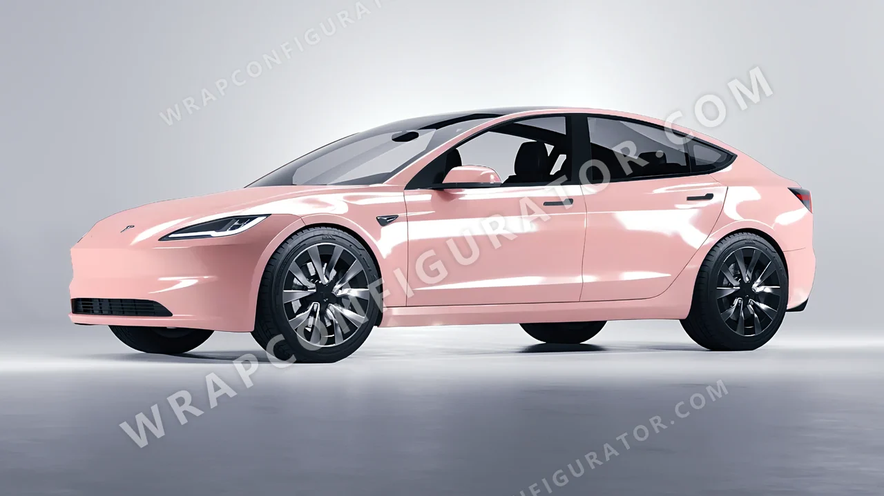 Pink Tesla Model 3 2024 wrapped in Inozetek Dynamic PPF Dusty Pink DPPF942