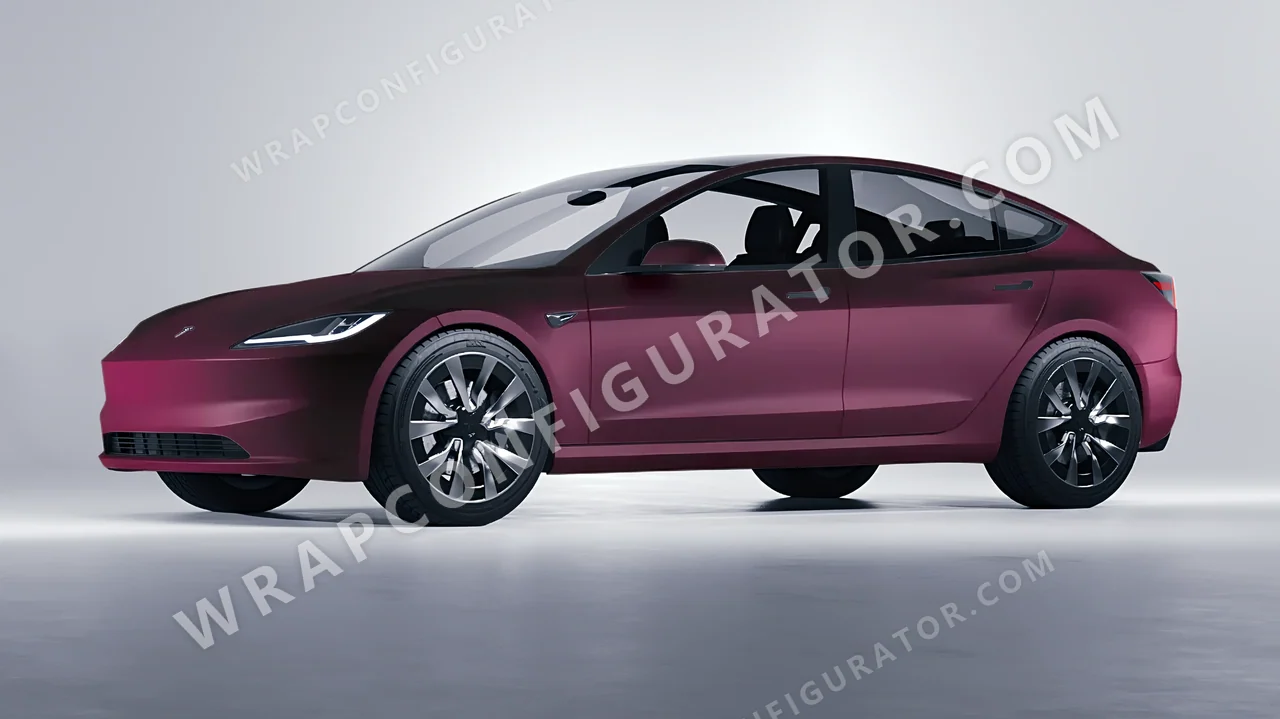 Pink Tesla Model 3 2024 wrapped in KPMF Frozen Mystic Pink Matt K75575