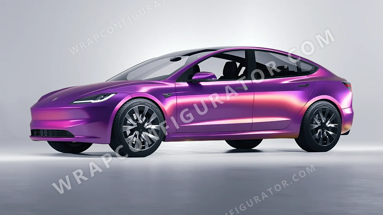 Purple Tesla Model 3 2024 wrapped in Colourshield PPF by HyperPro Afterglow Purple GB03-P