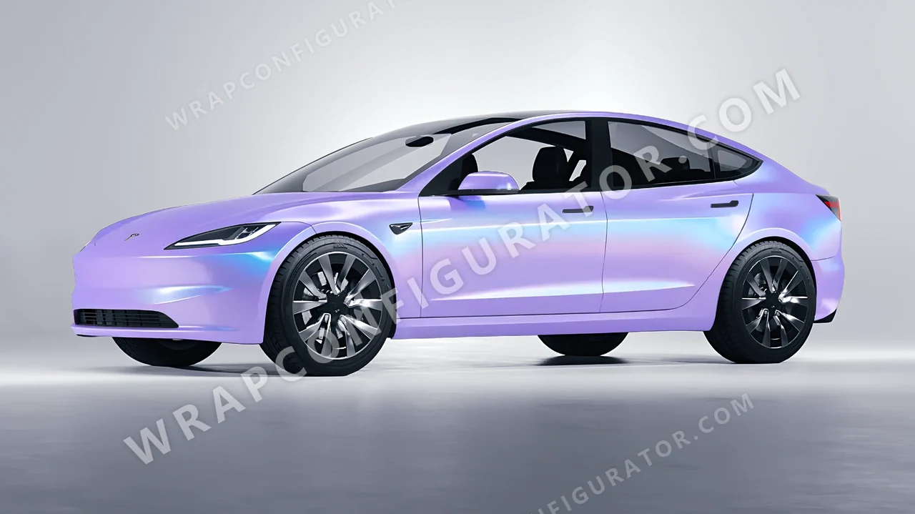 Purple Tesla Model 3 2024 wrapped in Colourshield PPF by HyperPro Aurora Purple CGM08-P
