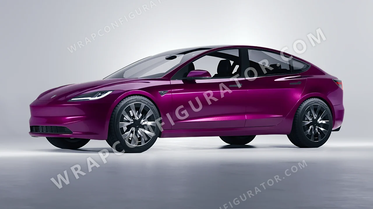 Purple Tesla Model 3 2024 wrapped in Colourshield PPF by HyperPro Mulberry Purple HGM80-P