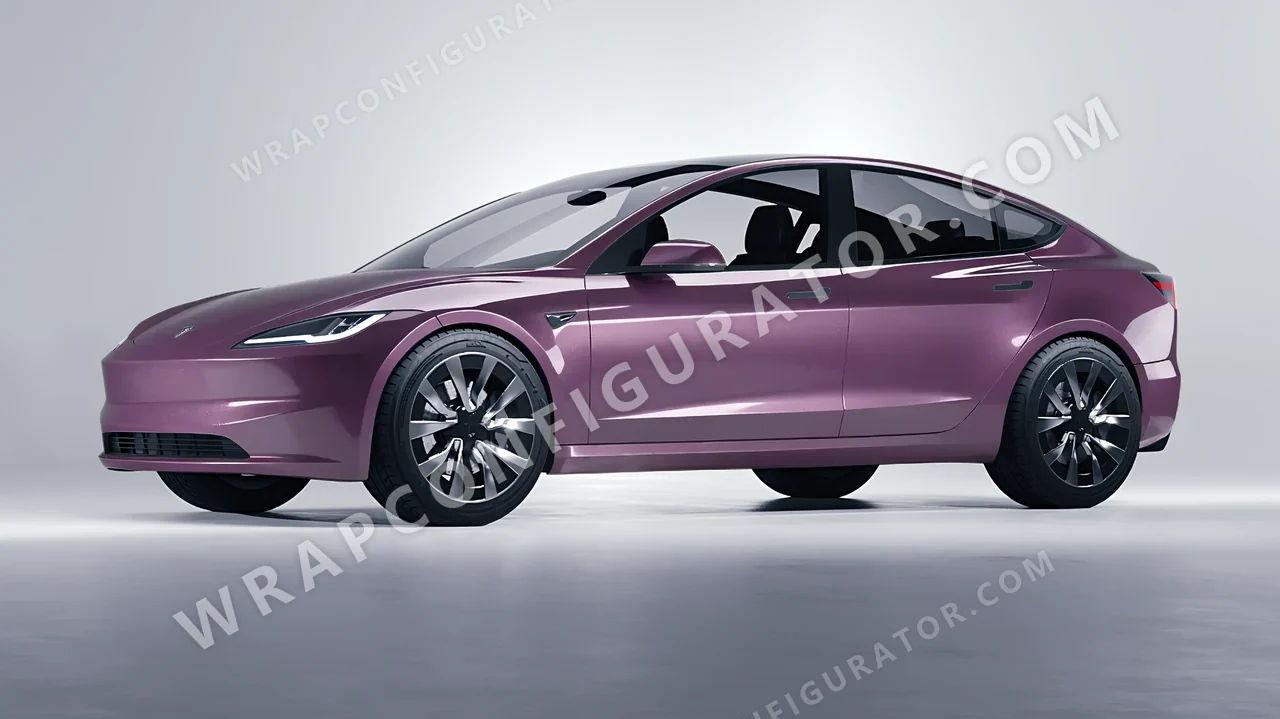 Purple Tesla Model 3 2024 wrapped in Colourshield PPF by HyperPro Smoke Purple GAF22-P
