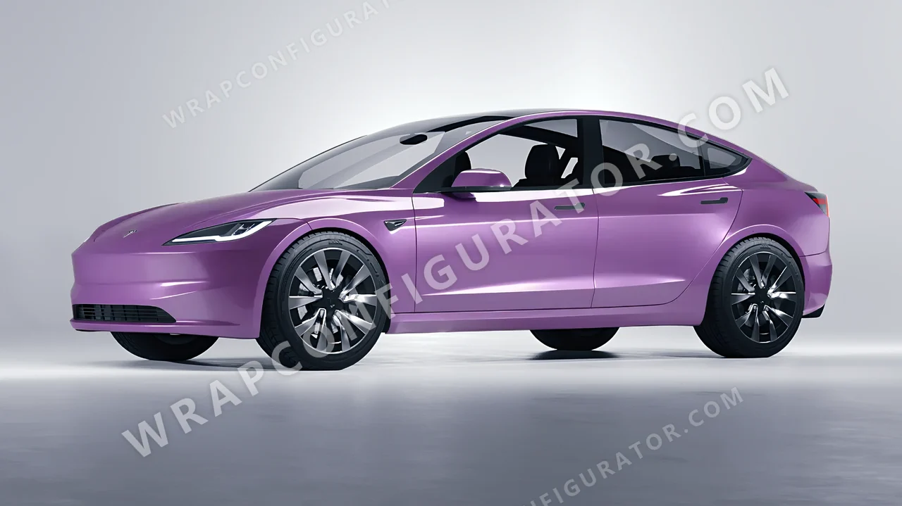 Purple Tesla Model 3 2024 wrapped in Colourshield PPF by HyperPro Wisteria Purple GAF50-P