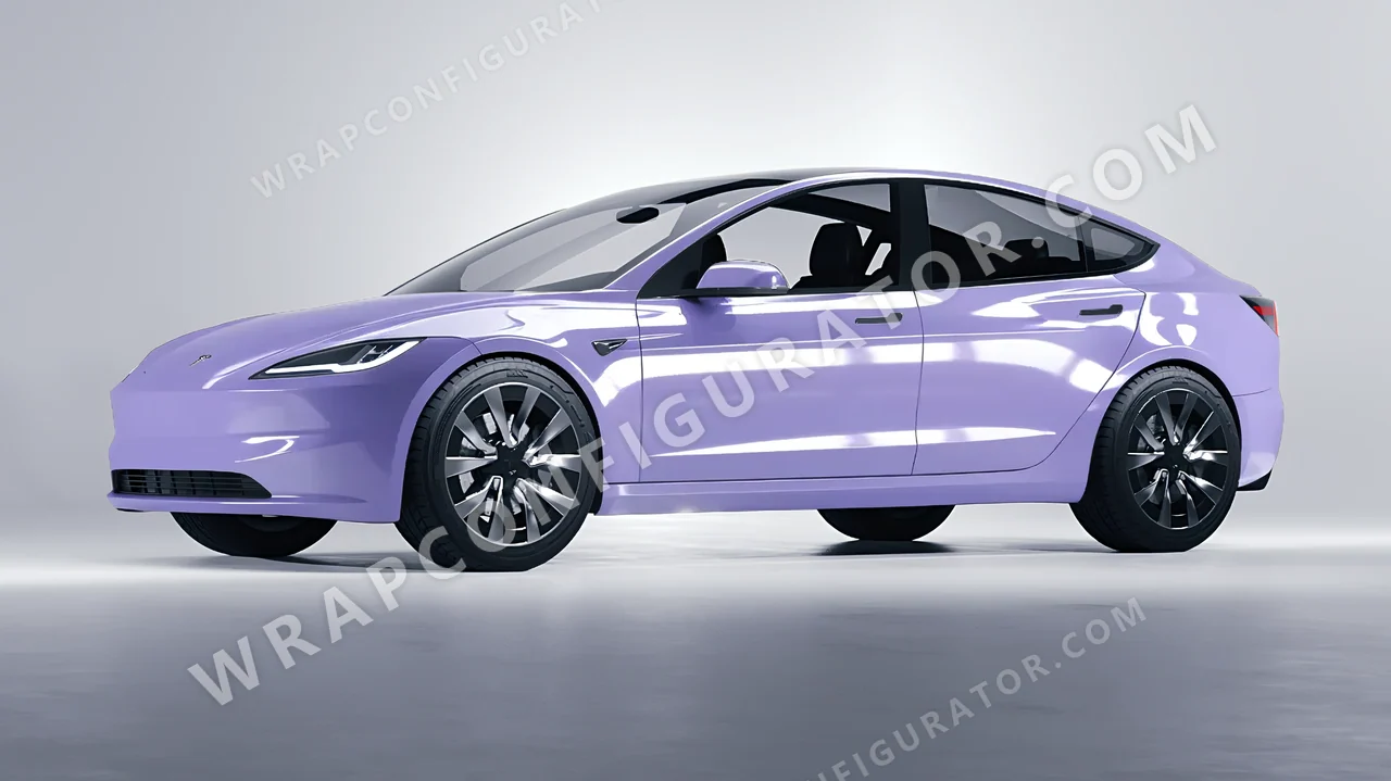 Purple Tesla Model 3 2024 wrapped in Inozetek Dynamic PPF Grey Violet DPPF938