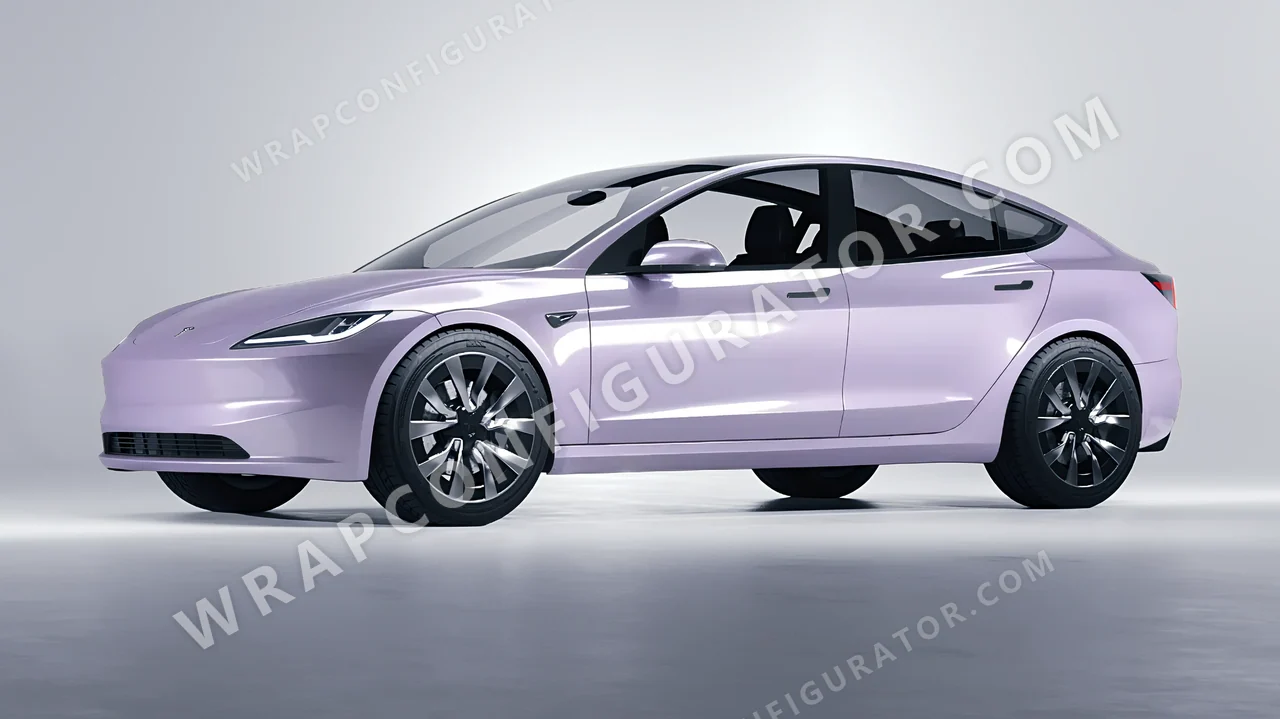 Purple Tesla Model 3 2024 wrapped in Inozetek Dynamic PPF Provence Purple DPPF708