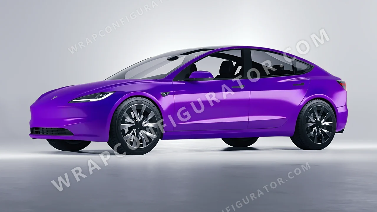 Purple Tesla Model 3 2024 wrapped in ORACAL Enchanted Violet 970RA-175G