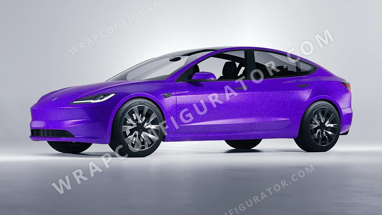 Purple Tesla Model 3 2024 wrapped in ORACAL Enchanted Violet 970RA-185G