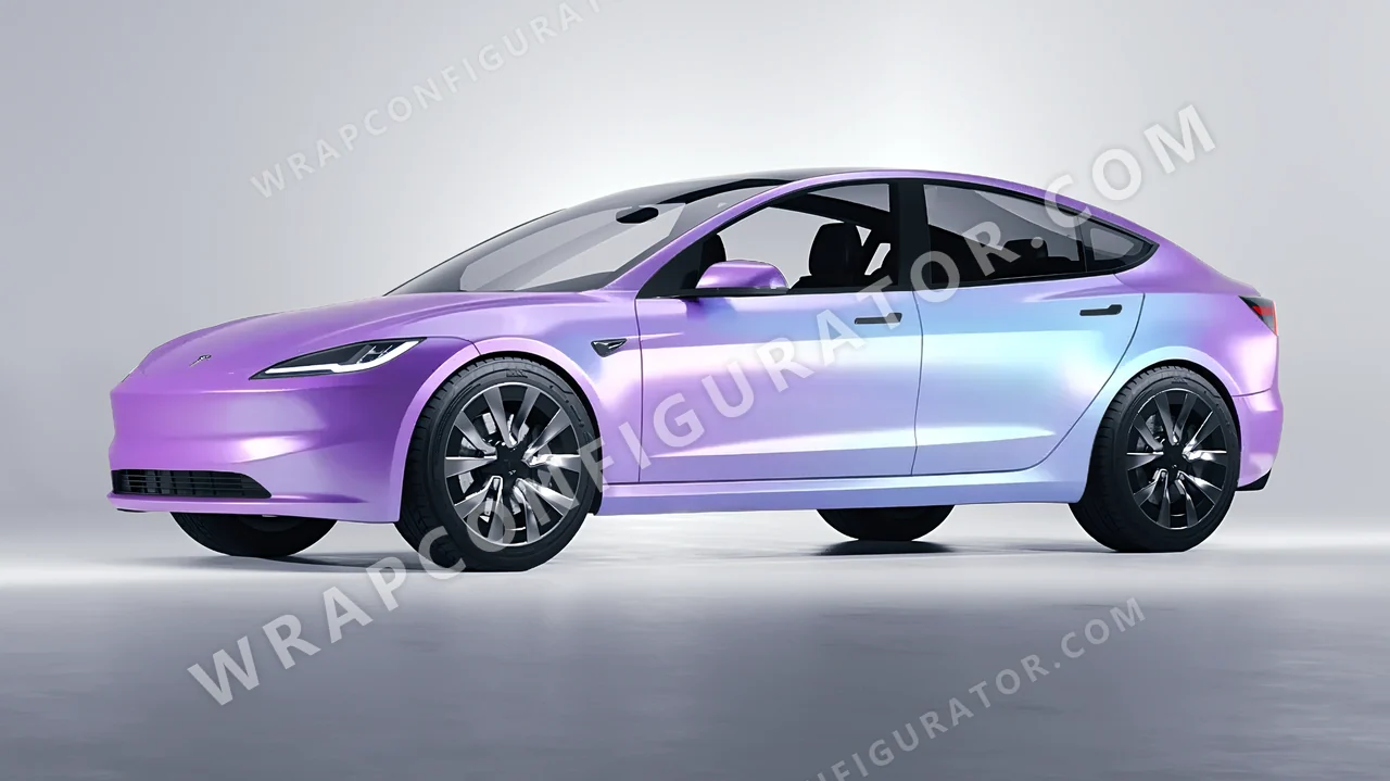 Purple Tesla Model 3 2024 wrapped in ORACAL Gloss Amethyst 970RA-316G
