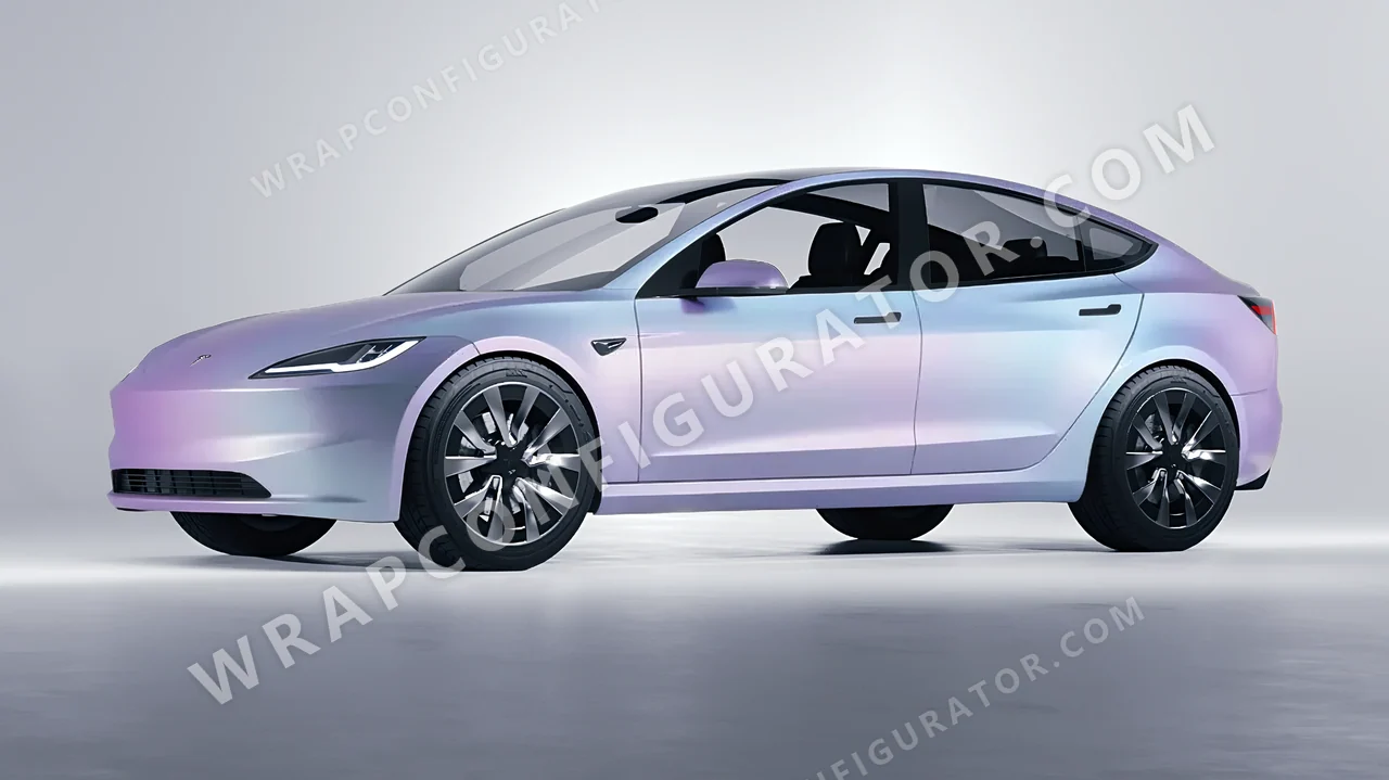 Purple Tesla Model 3 2024 wrapped in ORACAL Matt Amethyst 970RA-316M