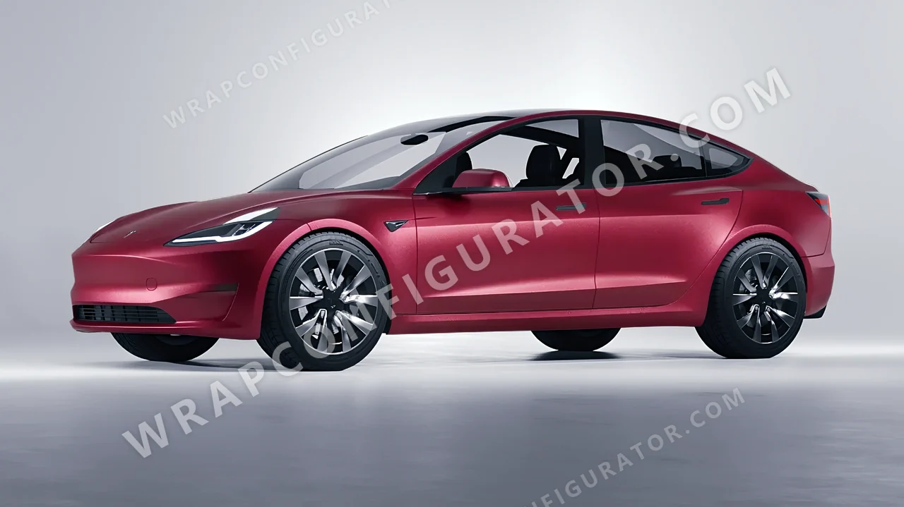 Red Tesla Model 3 2024 wrapped in Avery Dennison Cherry SW900-444-M