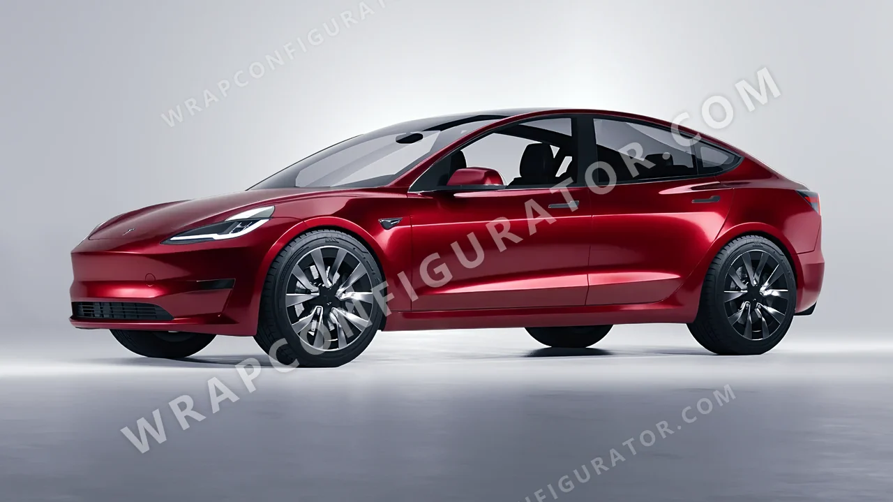 Red Tesla Model 3 2024 wrapped in Avery Dennison Gloss Passion Red SW900-448-S