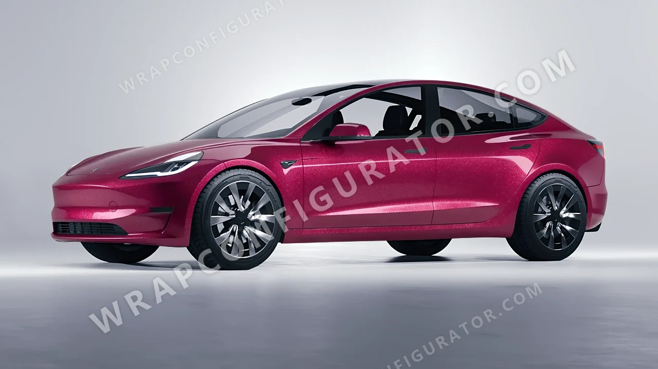 Red Tesla Model 3 2024 wrapped in Avery Dennison Spark SW900-419-M