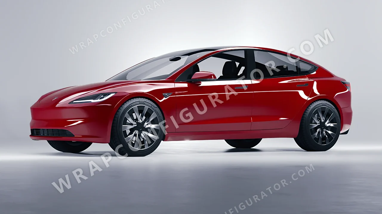 Red Tesla Model 3 2024 wrapped in Colourshield PPF by HyperPro Fiery Red HGF83-P