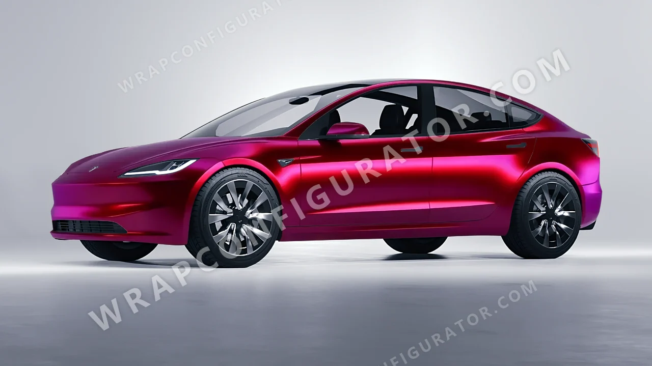 Red Tesla Model 3 2024 wrapped in Colourshield PPF by HyperPro Ghost Red MSF28-P