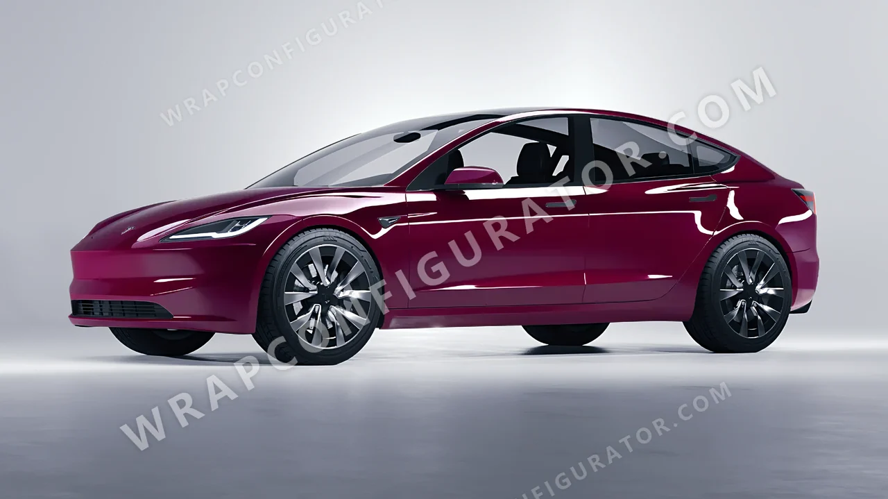 Red Tesla Model 3 2024 wrapped in Colourshield PPF by HyperPro Ruby Star HGF61-P