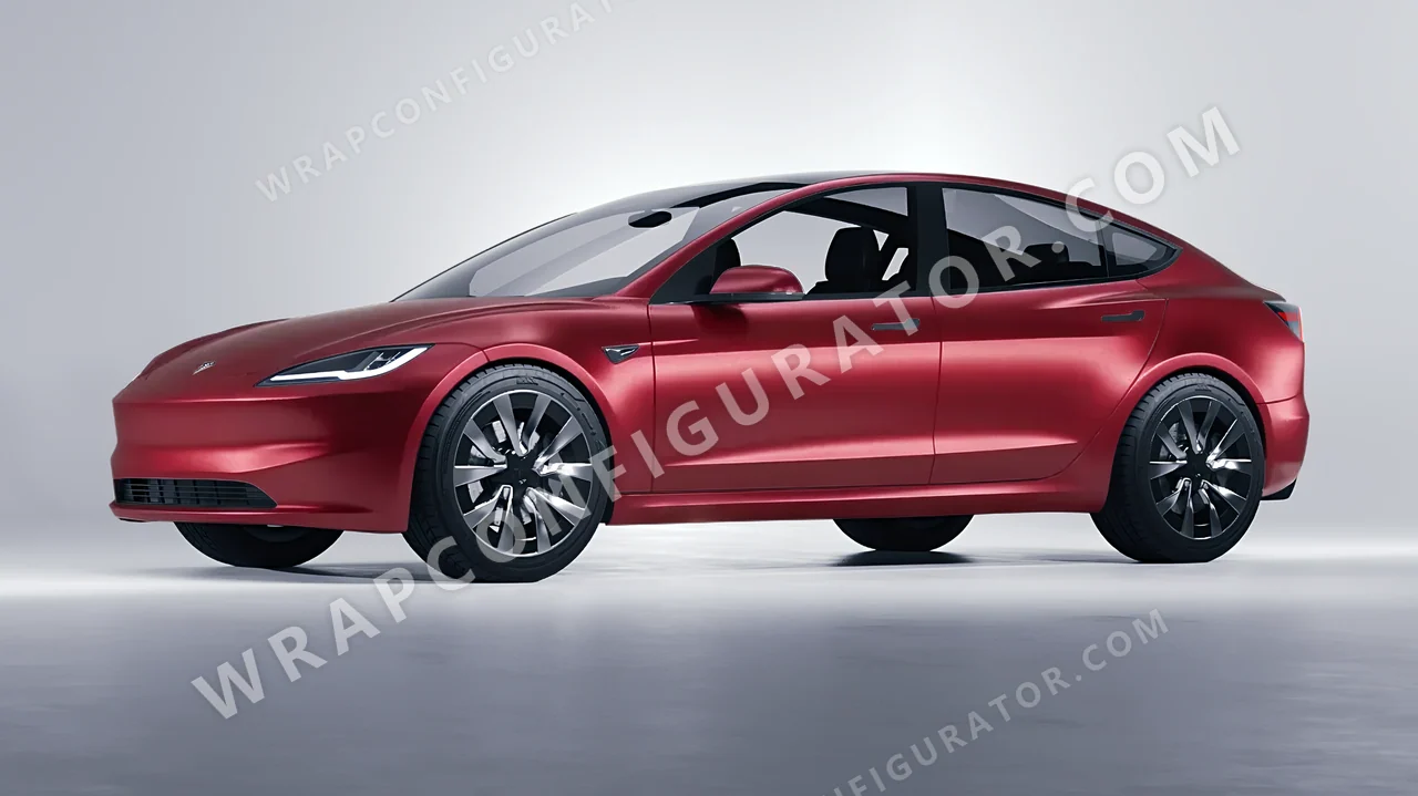 Red Tesla Model 3 2024 wrapped in Inozetek Dynamic PPF Blood Red DPPF806