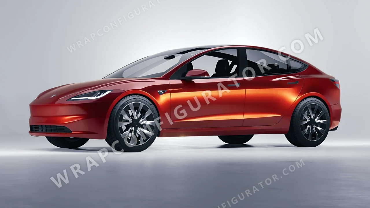 Red Tesla Model 3 2024 wrapped in Inozetek Dynamic PPF Dragons Blood Red DPPF711